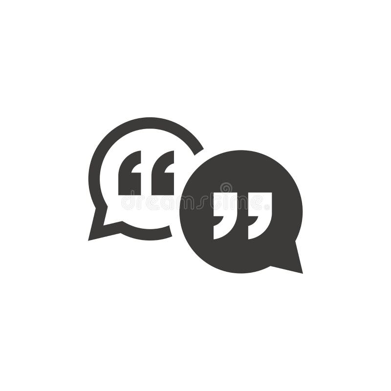 Speech Bubble with Quotes Black Vector Icon Stock Vector - Illustration ...