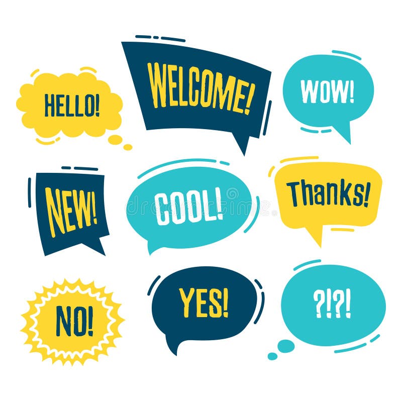 Speech bubbles set with short messages vector illustration Speech bubbles set with short messages vector illustration