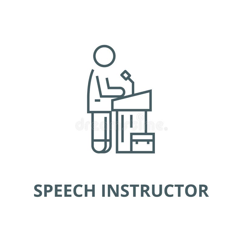 Speech instructor,lecturer vector line icon, linear concept, outline sign, symbol vector illustration Speech instructor,lecturer vector line icon, linear concept, outline sign, symbol vector illustration