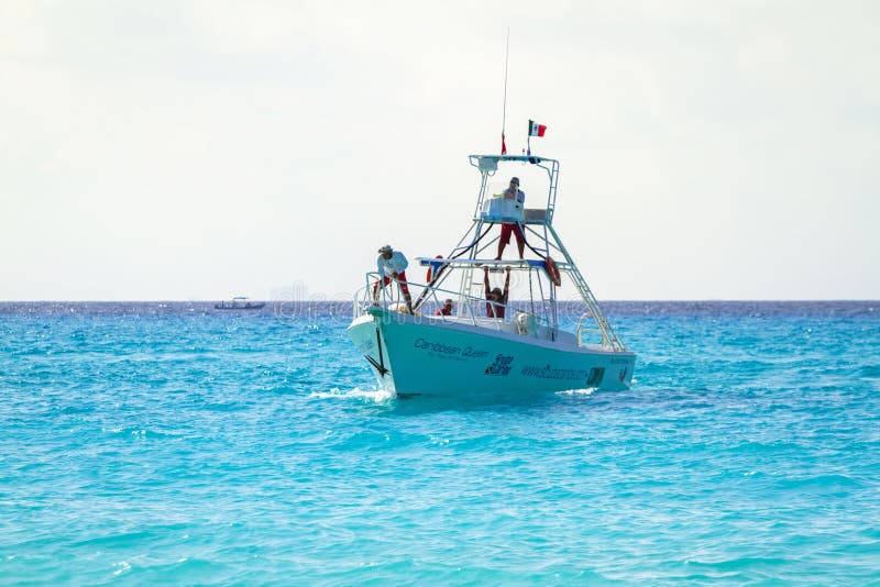 Speed boat at Caribbean Sea of Mexico stock photo Speed boat at Caribbean Sea of Mexico stock photo