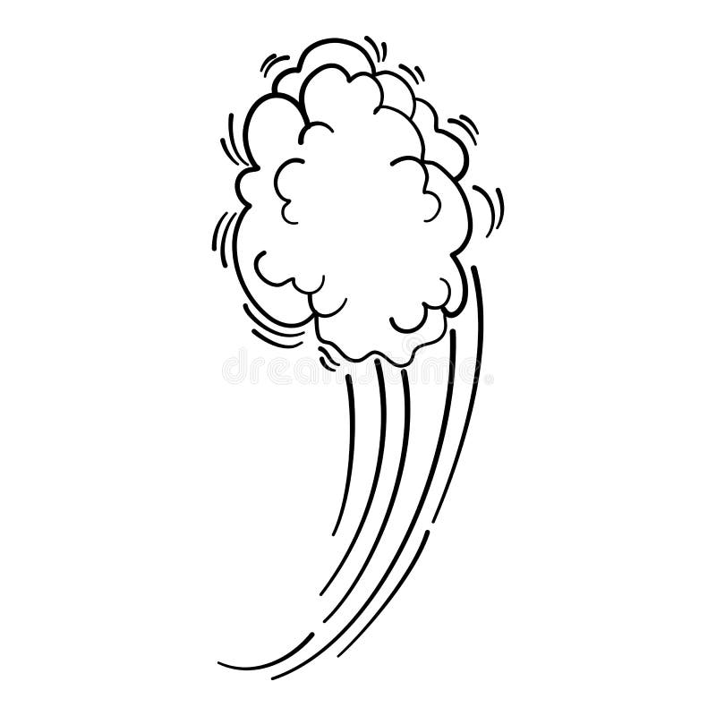 Speed hand drawn fast motion clouds, smoke blast or puff cloud