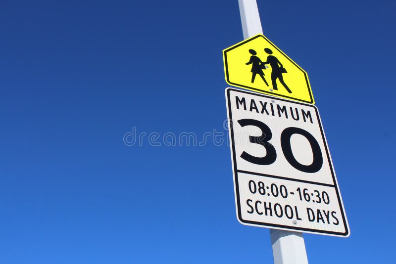 Speed Limit Sign in School Zone stock photos