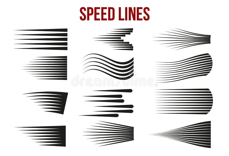 Speed lines isolated set. Comics motion lines for fast moving