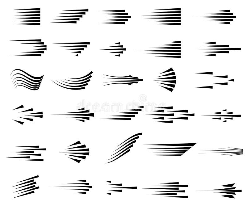 Speed lines icons. Set of fast motion symbols vector illustration