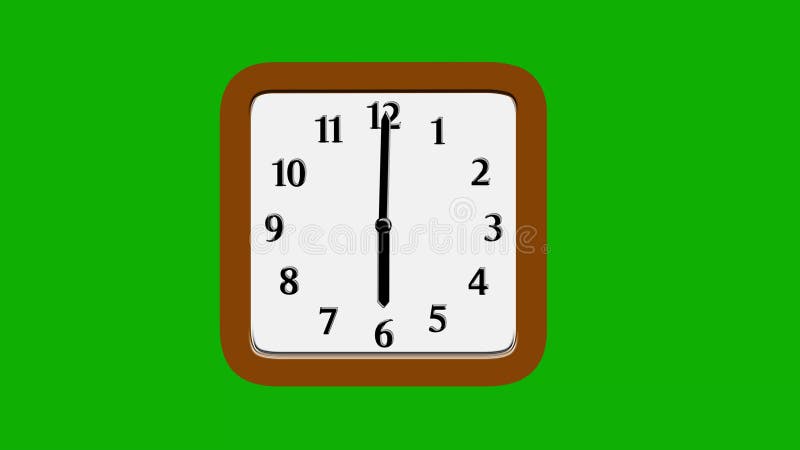 Speed running clock with 12 hours time on green screen background