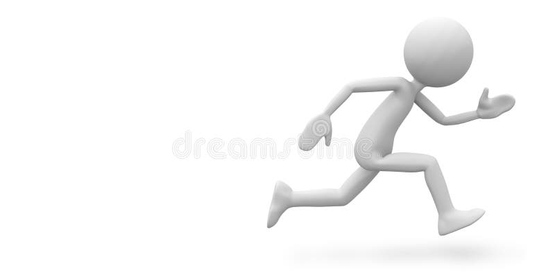Speed Running 3D Cartoon Character on White Background Stock Illustration -  Illustration of runner, isolated: 133098733