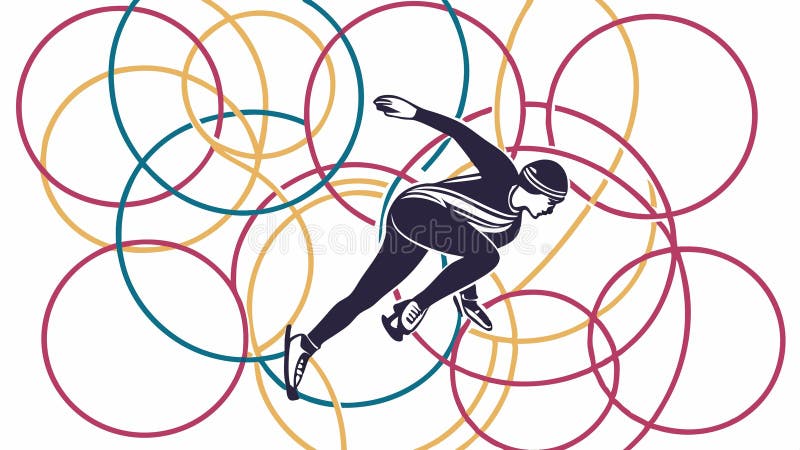 Speed Skater with Abstract Lines, vector design Generative AI royalty free illustration