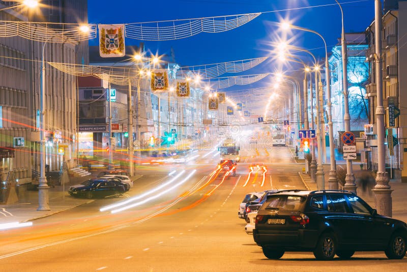 Speed Traffic - Light Trails On City Road At Night