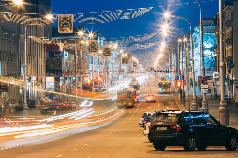 Speed Traffic - Light Trails On City Road At Night