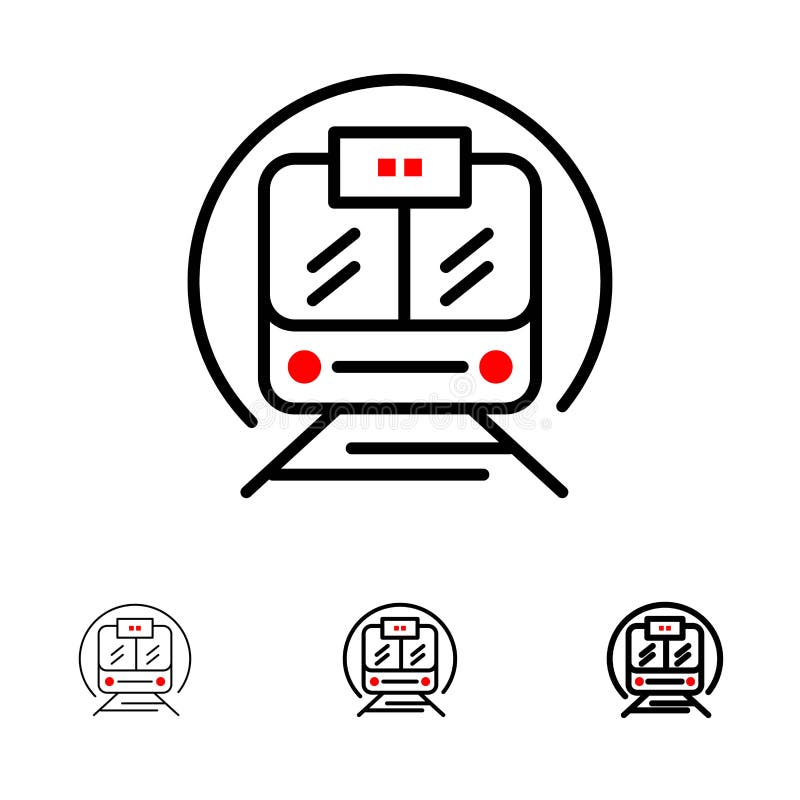 Speed Train, Transport, Train, Public Bold and thin black line icon set royalty free illustration