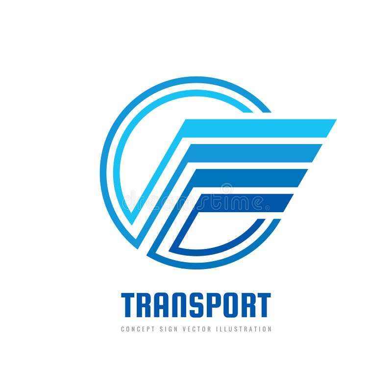 Speed wing - vector logo template concept illustration in blue color. Abstract wing shape in circle creative sign. Design element. vector illustration