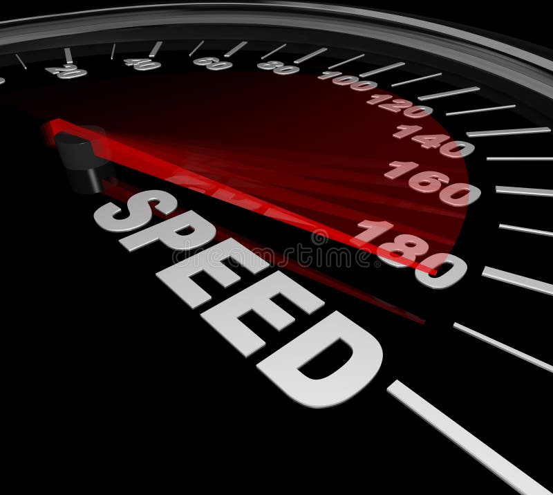 Speed Word on Speedometer Win Race Be Fast and Quick Stock Illustration