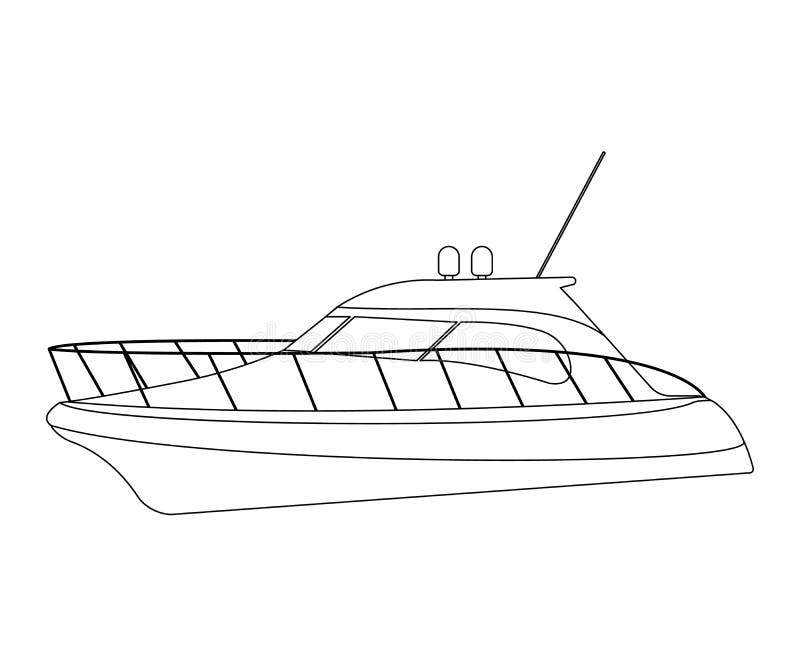 Vetor do Stock: Speed boat line drawing vector and illustration for color