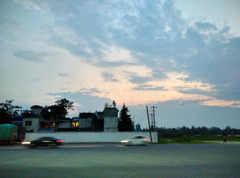 Speeding car and evening royalty free stock images Speeding car and evening royalty free stock images