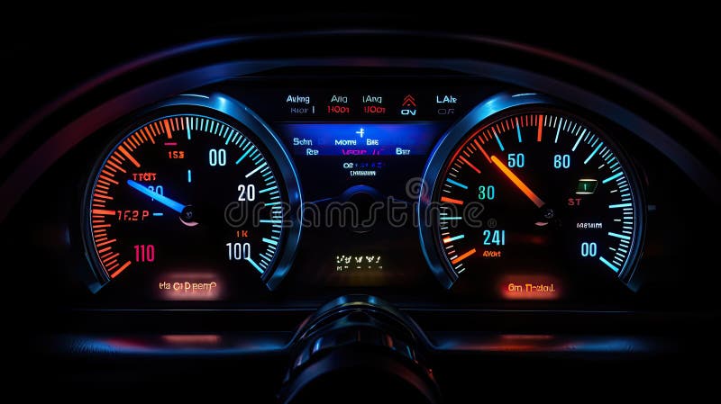 Speedometer dashboard lights vector illustration