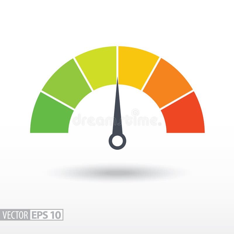 Speedometer flat icon. Sign colorful speedometer. Vector logo for web design royalty free illustration