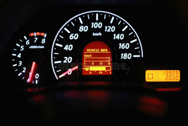 Speedometer and Other Gauges Stock Photo Image of glowing, odometer