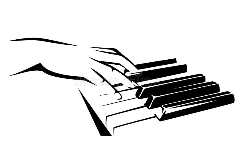 Speel de piano zwart vectorontwerp van de musicushand vector illustratie Speel de piano zwart vectorontwerp van de musicushand vector illustratie