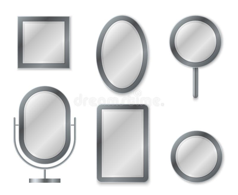 Spegeluppsättning Avspegla bild för tappning för garnering för inre för ram för dekor för exponeringsglas för speglar för reflexi royaltyfri illustrationer Spegeluppsättning Avspegla bild för tappning för garnering för inre för ram för dekor för exponeringsglas för speglar för reflexi royaltyfri illustrationer