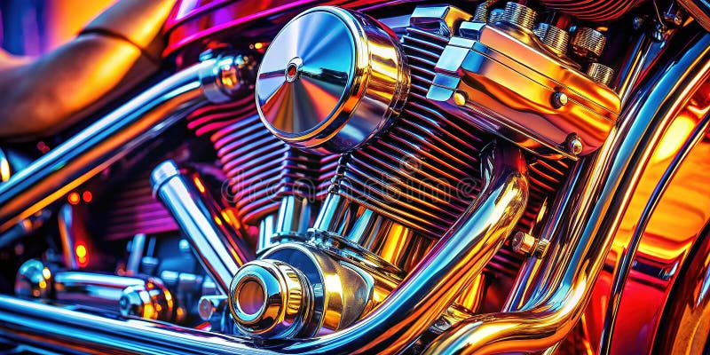 Spegnimento di potenza A CloseUp Guarda un motore ad alte prestazioni ed elementi di progettazione complessi illustrazione vettoriale