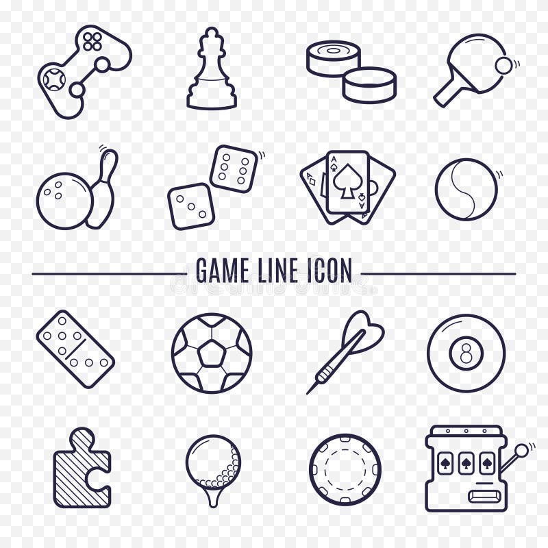 Spelar linjära symboler Logik dobblerit, sportar gör linjen symboler tunnare vektor illustrationer Spelar linjära symboler Logik dobblerit, sportar gör linjen symboler tunnare vektor illustrationer