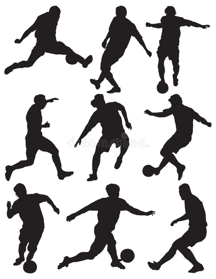spelaresilhouettefotboll vektor illustrationer spelaresilhouettefotboll vektor illustrationer