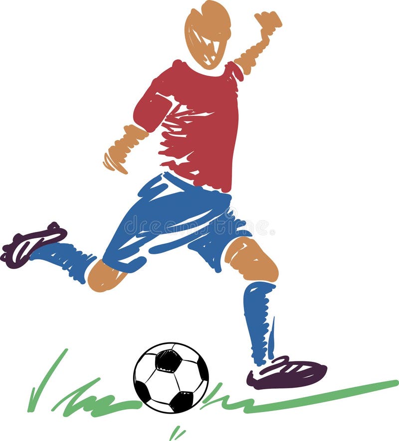 Abstracte voetballer met een bal stock illustratie