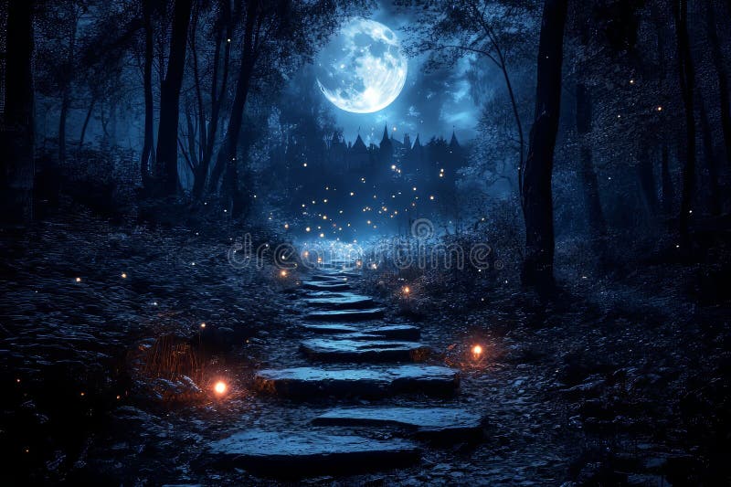 Spellbinding digital art showcasing a magical garden with shimmering vegetation stock photos