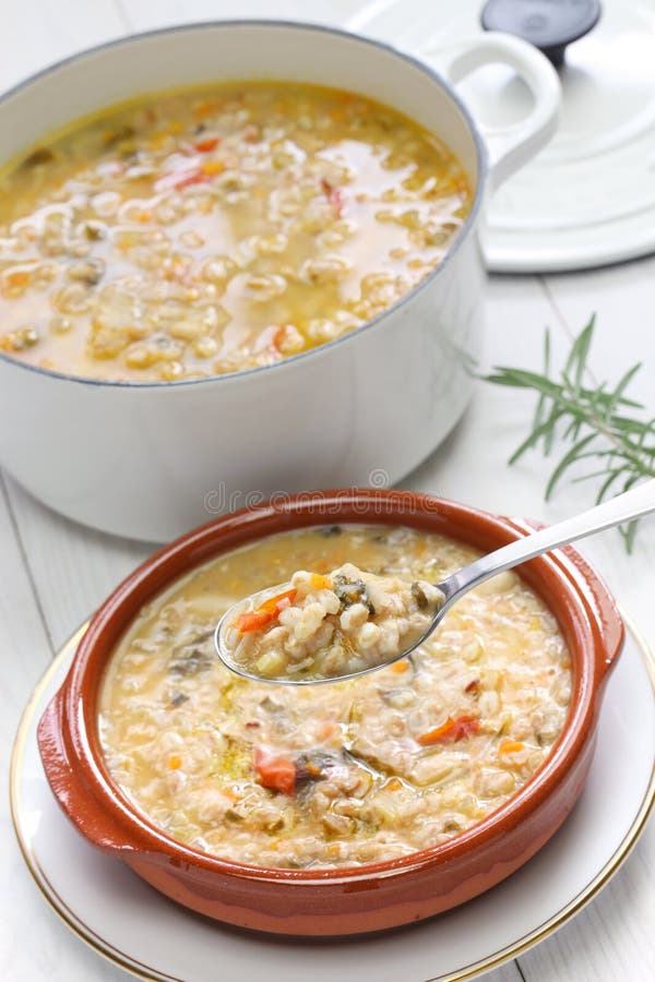 Spelt Soup, Farro Soup, Italian Cuisine Stock Photo - Image of healthy ...
