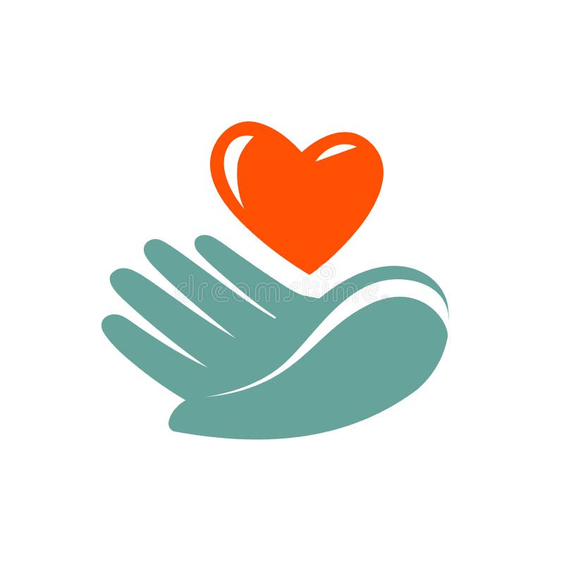 Donation, charity logo or label. Hand holding heart icon. Vector symbol isolated on white background. Donation, charity logo or label. Hand holding heart icon. Vector symbol isolated on white background