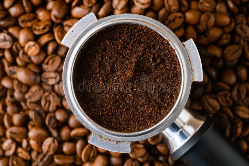 Spent or Used Coffee Grounds with Portafilter Stock Image Image of