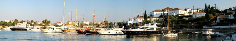 Spetses Old Harbour Panoramic royalty free stock images Spetses Old Harbour Panoramic royalty free stock images