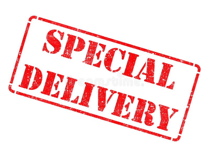 Special Delivery on Red Rubber Stamp Isolated on White. Special Delivery on Red Rubber Stamp Isolated on White.