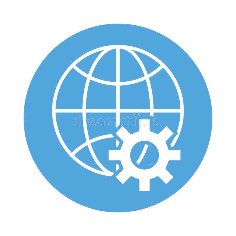 Sphere browser with gear block style icon royalty free illustration
