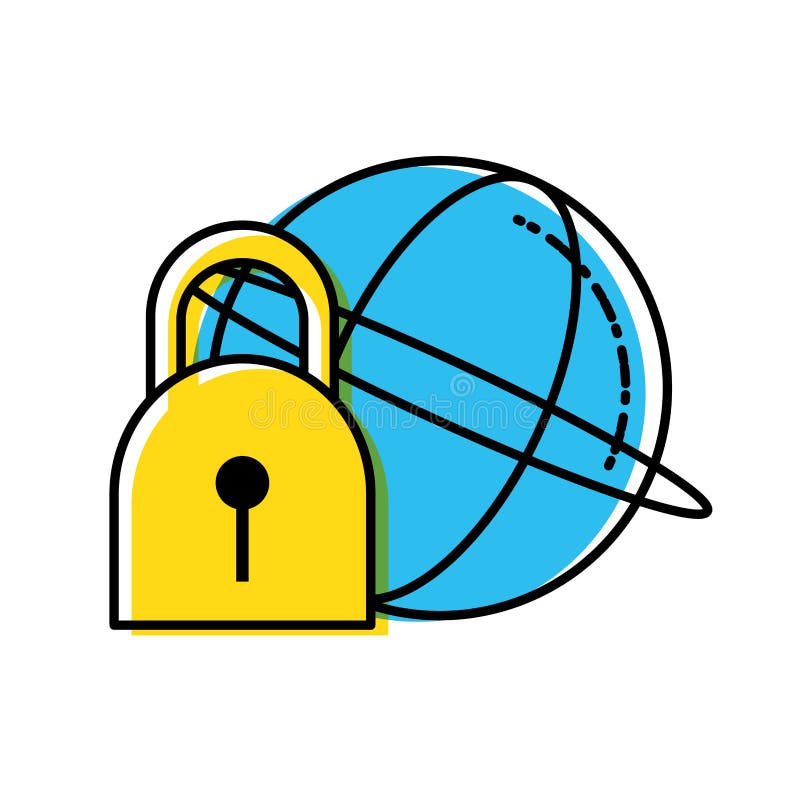 Sphere browser with padlock secure vector illustration