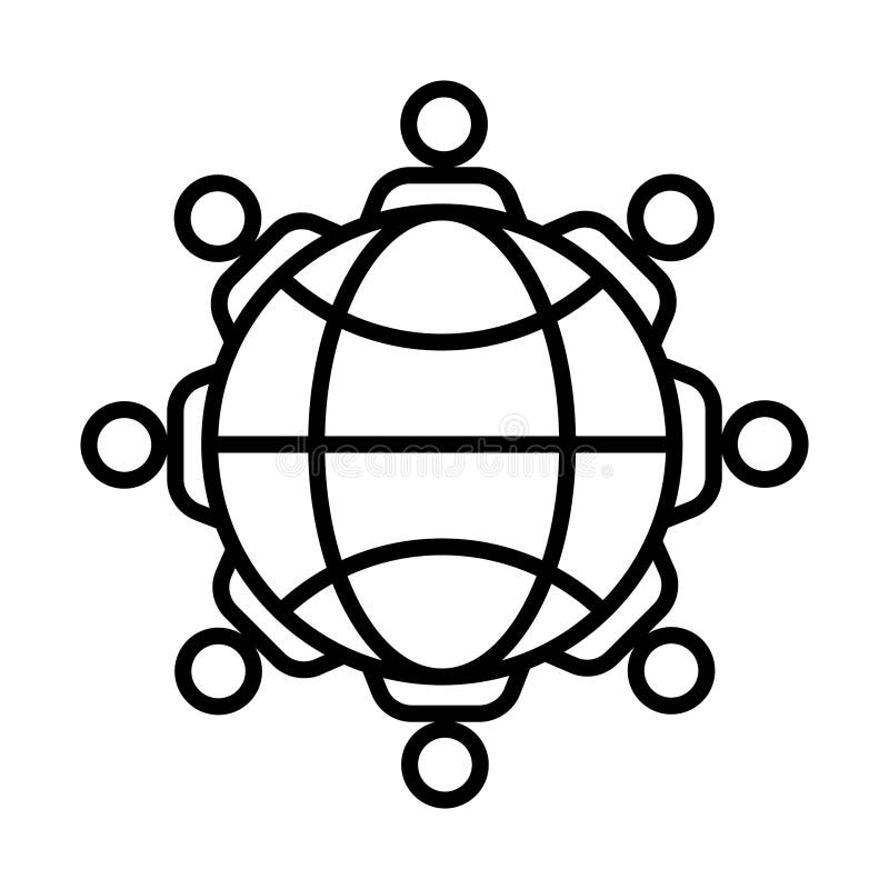 Sphere browser with people around line style icon stock illustration