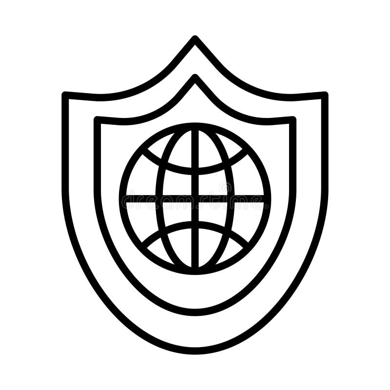 Sphere browser in shield line style stock illustration
