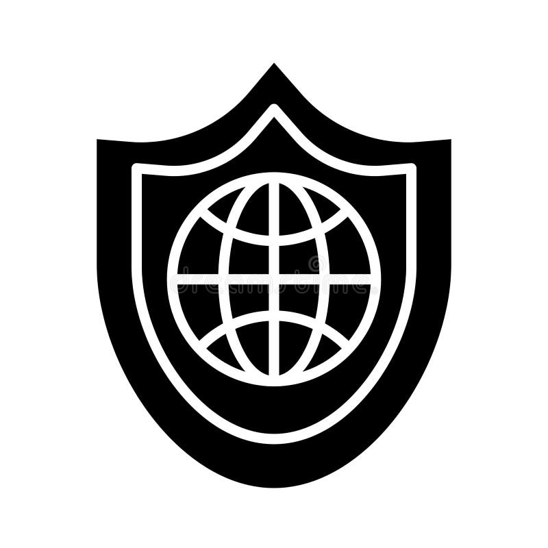 Sphere browser in shield silhouette style vector illustration