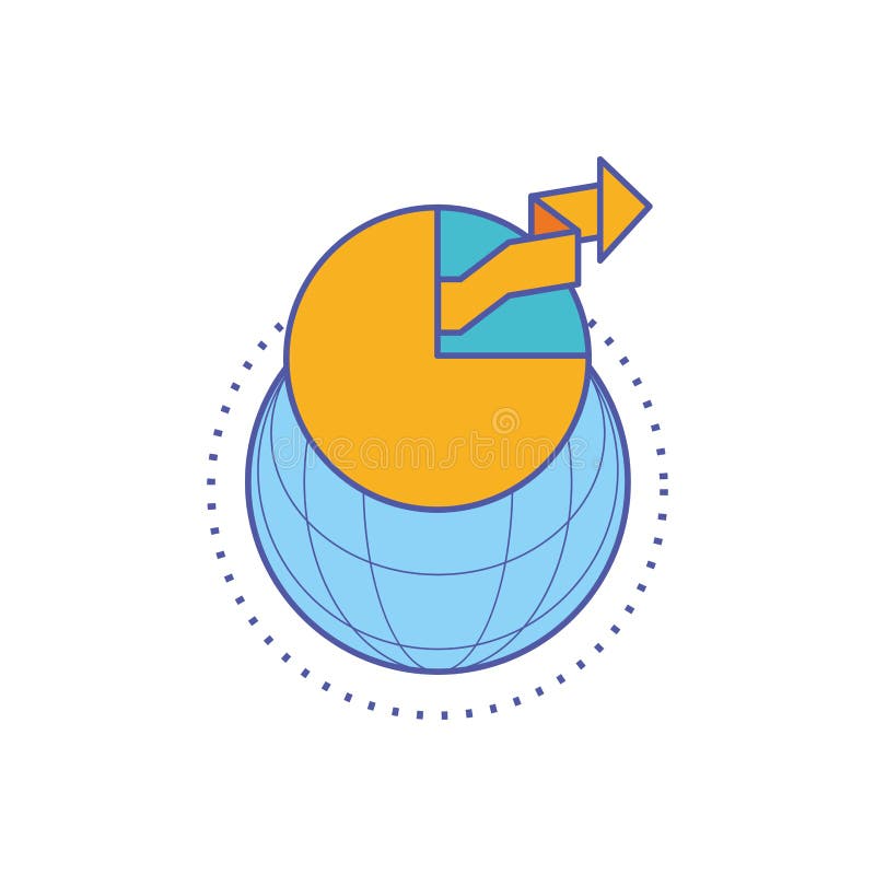 Sphere browser with statistical graphics circular stock illustration