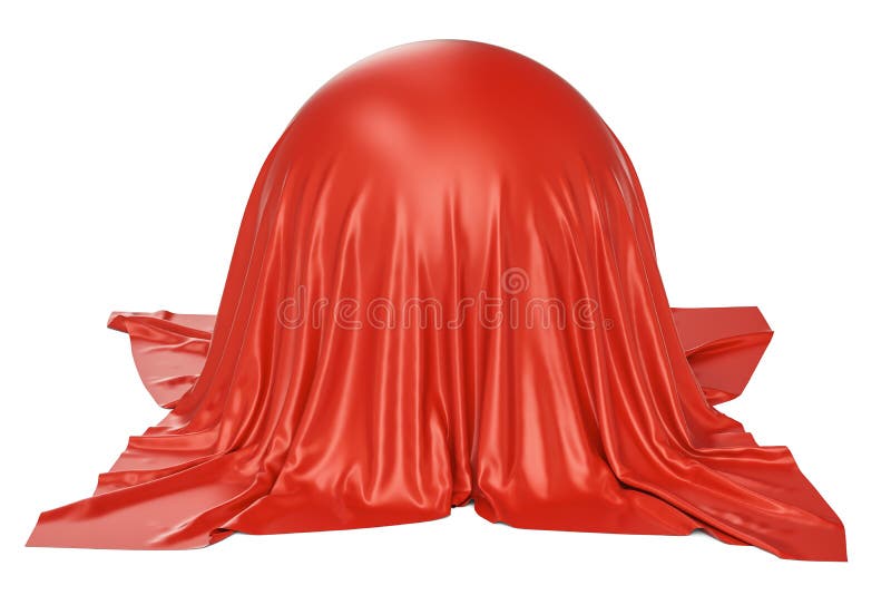 Sphere covered red fabric, 3D rendering