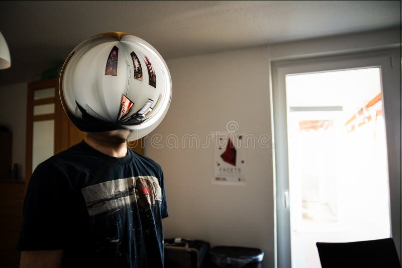 Sphere Head Reflection Surroundings Environment Abstract Stock Photo
