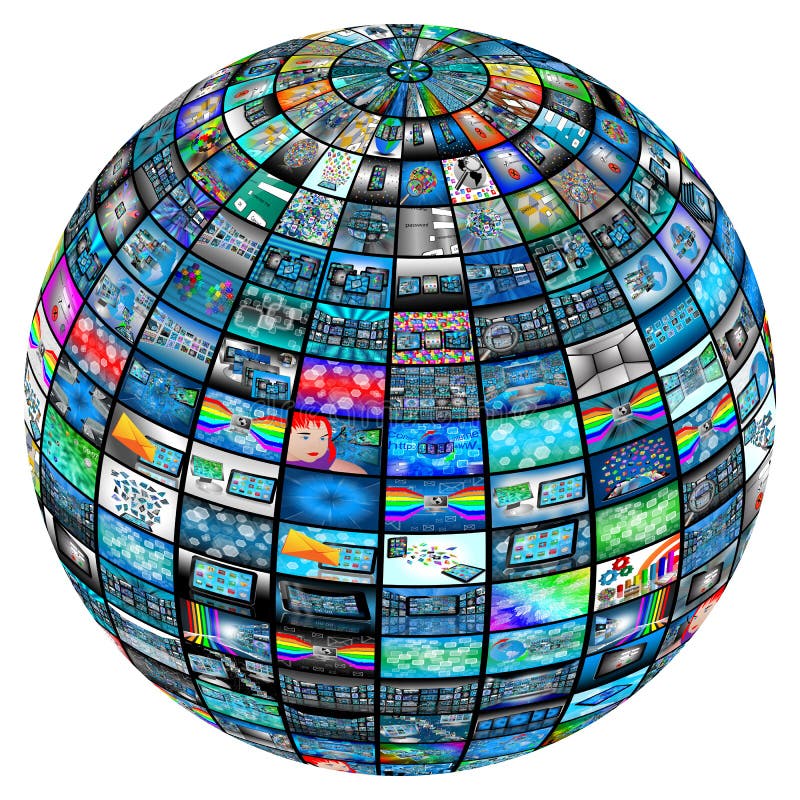 Multi Media Screens Displaying the Atlas Stock Illustration