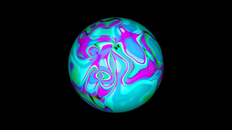 Sphere with liquid psychedelic surface, abstract 3D computer generated backdrop vector illustration