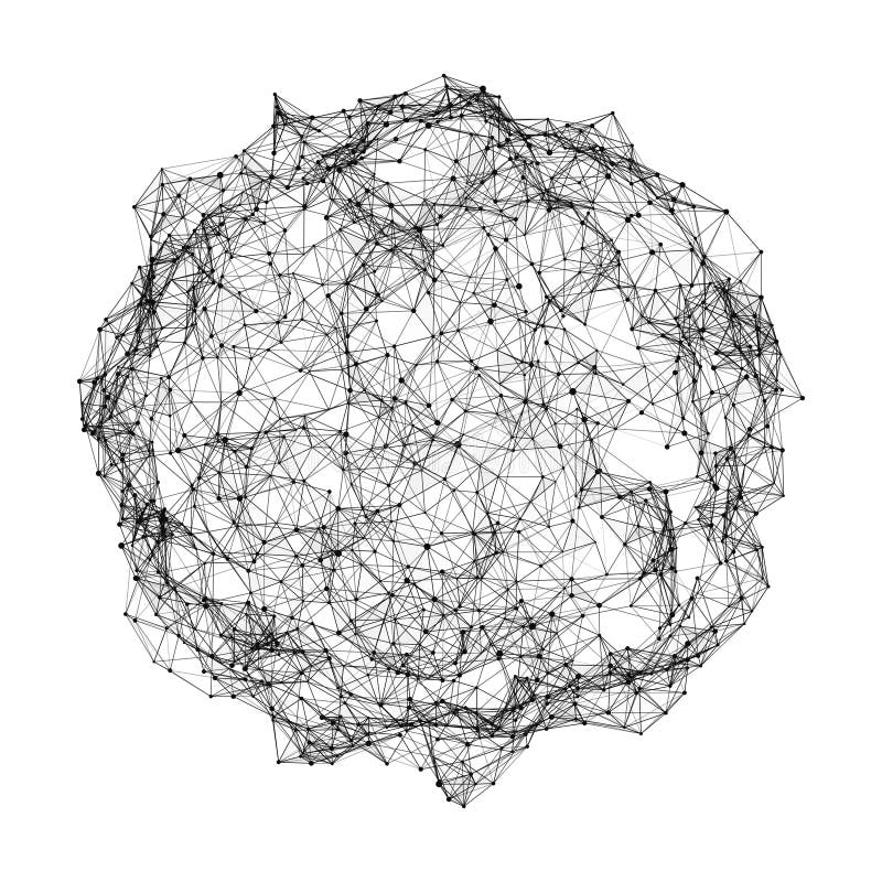 Sphere Made Up of Points and Lines. Network Connection Structure. Big