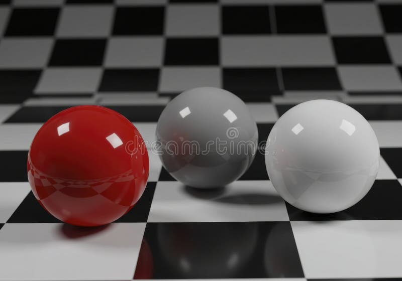 Spheres on Checkerboard Surface Red Gray White Stock Illustration ...
