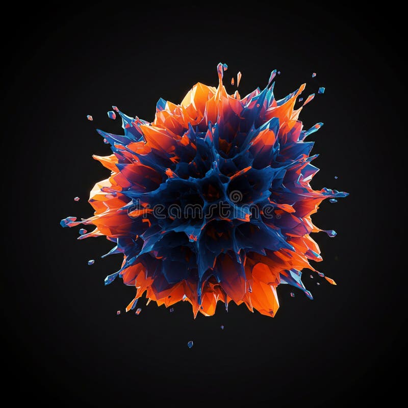 A spherical digital art creation with a spiky, dynamic texture appears suspended vector illustration