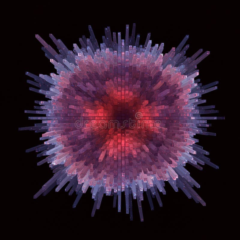 Spherical digital artwork composed of numerous elongated rectangular prisms royalty free illustration