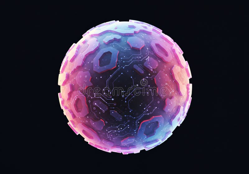 Spherical digital artwork featuring a complex, futuristic design. The sphere is vector illustration