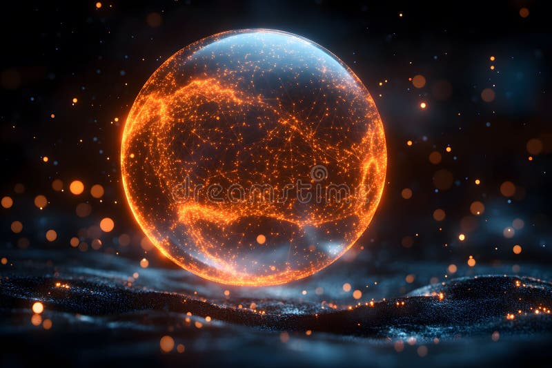 Futuristic Digital Globe with Glowing Network Connections for Technology Design Generative AI royalty free illustration