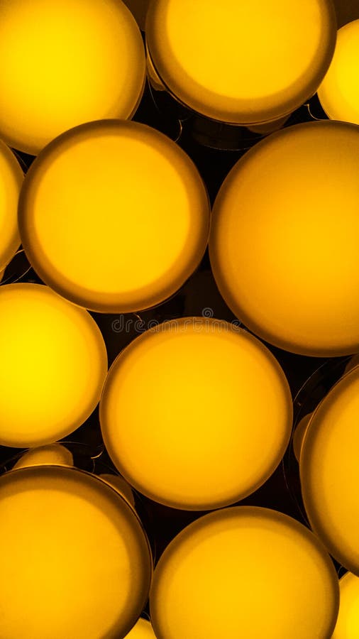 Spherical Light Bulbs with Yellow Lighting Stock Image Image of desk